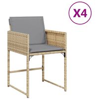 vidaXL Sedie da Giardino con Cuscini 4 pz Beige Misto in Polyrattan