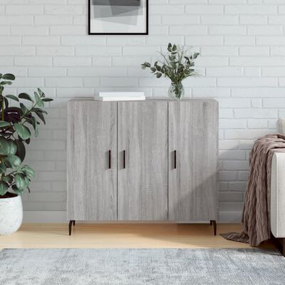 vidaXL Credenza Grigio Sonoma 90x34x80 cm in Legno Multistrato