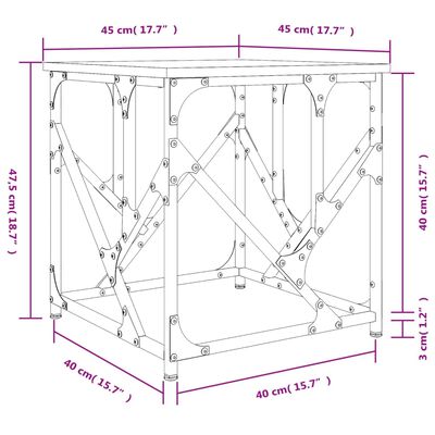 vidaXL Tavolino Salotto Grigio Sonoma 45x45x47,5 cm Legno Multistrato