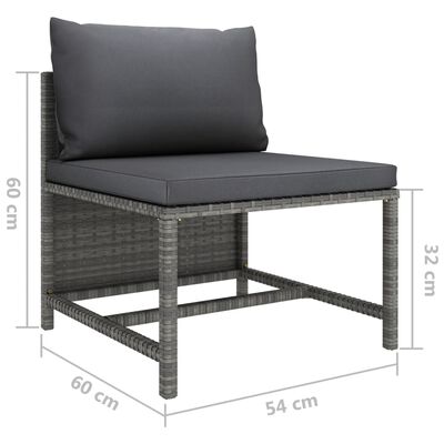 vidaXL Set Divani da Giardino 3 pz con Cuscini in Polyrattan Grigio