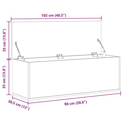 vidaXL Contenitore Portaoggetti Grigio Sonoma 102x35x35 cm Truciolato