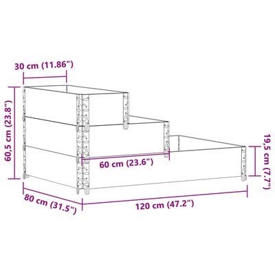 vidaXL Fioriera Rialzata 3 Livelli 120x80 cm Legno Massello di Pino