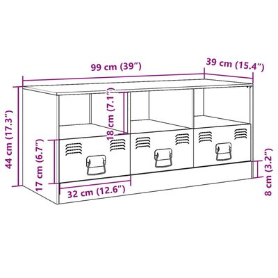 vidaXL Mobile Porta TV Antracite 99x39x44 cm in Acciaio