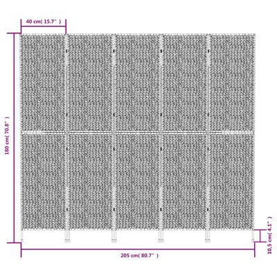 vidaXL Divisorio per Ambienti 5 Pannelli 205x180 cm Giacinto d'Acqua