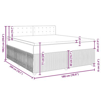 vidaXL Giroletto a Molle con Materasso Grigio Chiaro 180x200cm Velluto