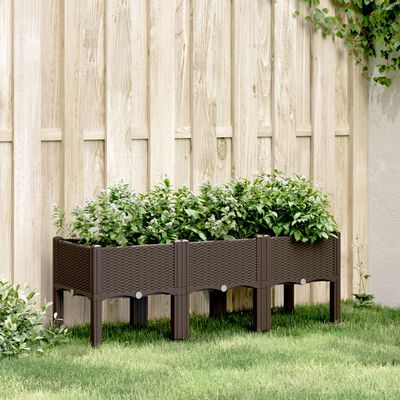 vidaXL Fioriera da Giardino con Gambe Marrone 120x40x42 cm in PP