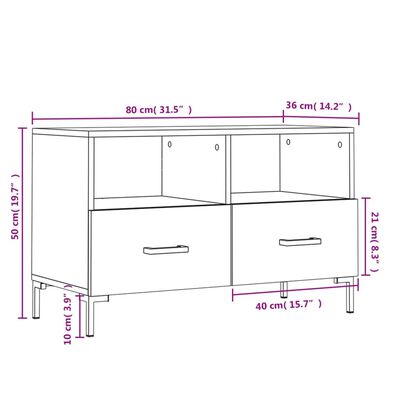 vidaXL Mobile Porta TV Bianco Lucido 80x36x50 cm in Legno Multistrato