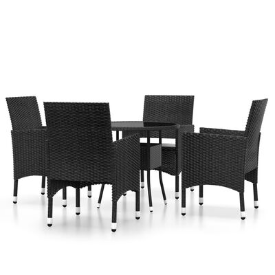 vidaXL Set da Pranzo per Giardino 5 pz in Polyrattan Nero