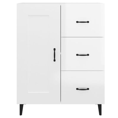 vidaXL Credenza 69,5x34x90 cm in Legno Multistrato Bianco Lucido