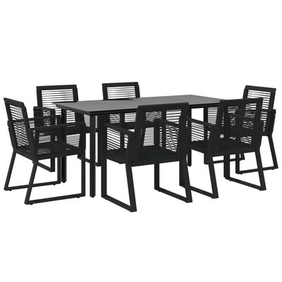 vidaXL Set da Pranzo da Giardino 7 pz Nero in Rattan PVC