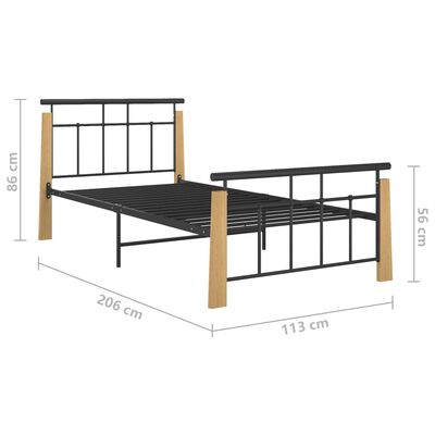 vidaXL Giroletto in Metallo e Legno Massello di Rovere 100x200 cm