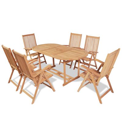 vidaXL Set da Pranzo da Giardino 7pz Sedie Pieghevoli Massello di Teak