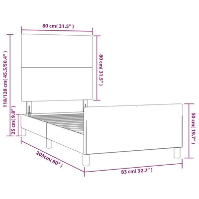 vidaXL Giroletto con Testiera Crema 80x200 cm in Similpelle