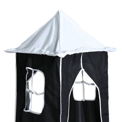 vidaXL Letto a Castello con Scivolo e Tende Bianco e Nero 90x200 cm