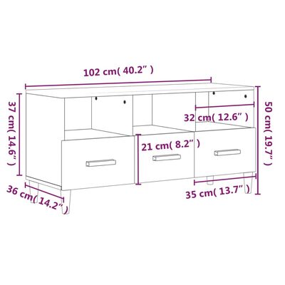 vidaXL Mobile TV Rovere Fumo 102x36x50 cm in Legno Multistrato