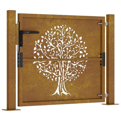 vidaXL Cancello da Giardino 105x105 cm in Acciaio Corten Design Albero