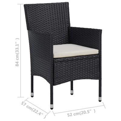 vidaXL Set da Pranzo da Giardino 11 pz in Polyrattan Nero