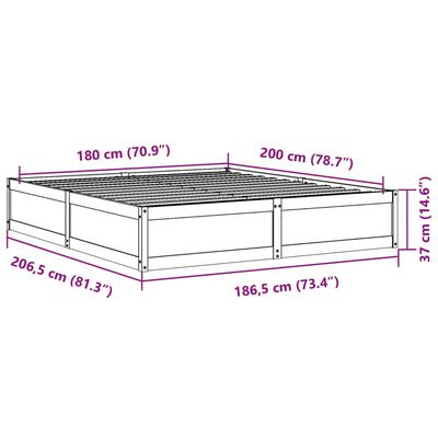 vidaXL Letto senza Materasso Bianco 180x200 cm Legno Massello di Pino