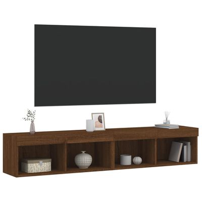 vidaXL Mobili Porta TV con Luci LED 2 pz Rovere Marrone 80x30x30 cm