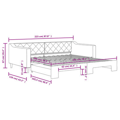 vidaXL Divano Letto con Letto Estraibile Crema 100x200 cm in Tessuto