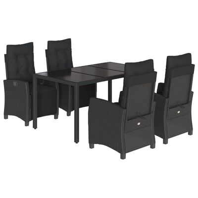 vidaXL Set da Pranzo da Giardino 5 pz Nero con Cuscini in Polyrattan