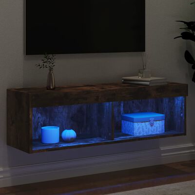 vidaXL Mobile Porta TV con Luci LED Rovere Fumo 100x30x30 cm