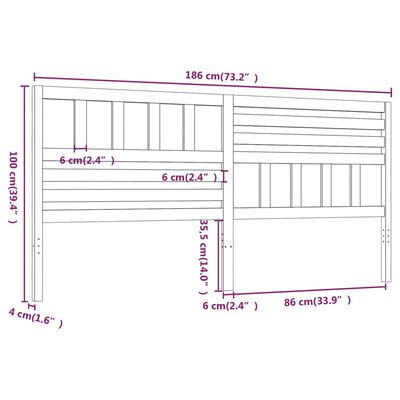 vidaXL Testiera per Letto Grigia 186x4x100cm in Legno Massello di Pino