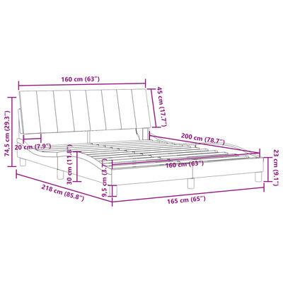 vidaXL Giroletto con Luci LED Grigio Chiaro 160x200 cm in Velluto