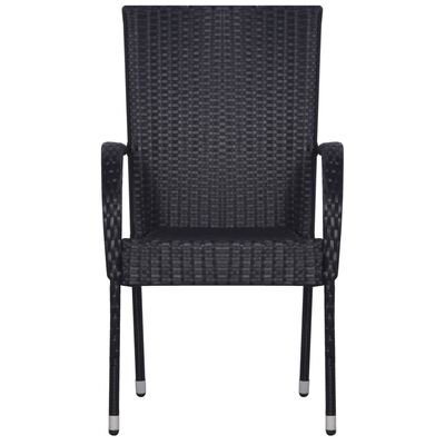 vidaXL Set Mobili da Pranzo per Giardino 7 pz in Polyrattan Nero