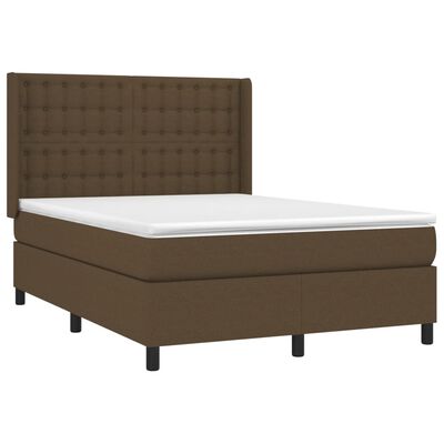 vidaXL Letto a Molle Materasso e LED MarroneScuro 140x190cm in Tessuto