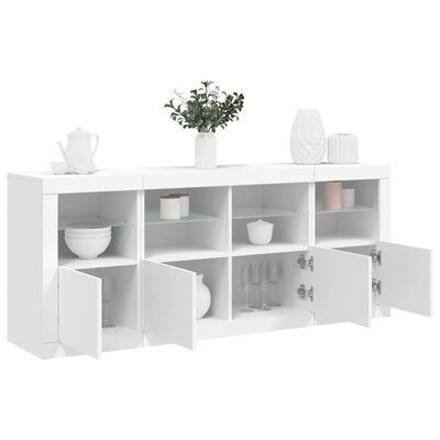 vidaXL Credenza con Luci LED Bianca 163x37x67 cm