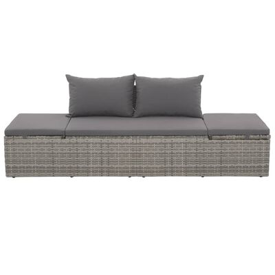 vidaXL Lettino da Giardino con Cuscini in Polyrattan Grigio