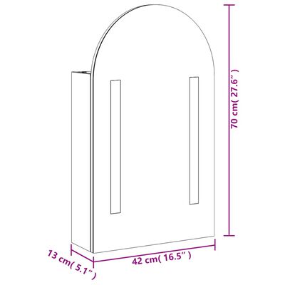 vidaXL Armadietto Bagno con Specchio e LED ad Arco Grigio 42x13x70 cm