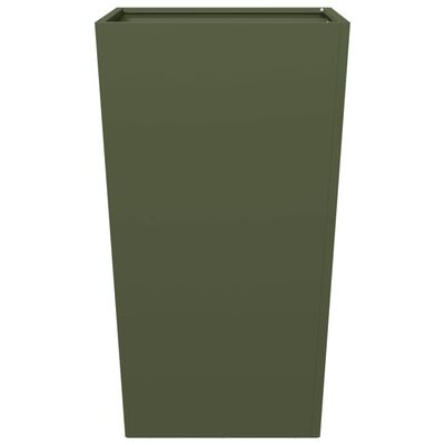 vidaXL Fioriere da Giardino 2 pz Verde Oliva 45x45x75 cm in Acciaio