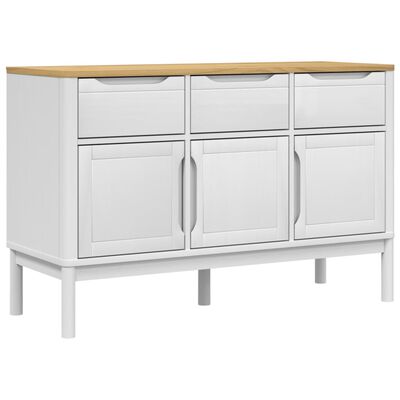 vidaXL Credenza FLORO Bianca 114x43x74 cm in Legno Massello di Pino