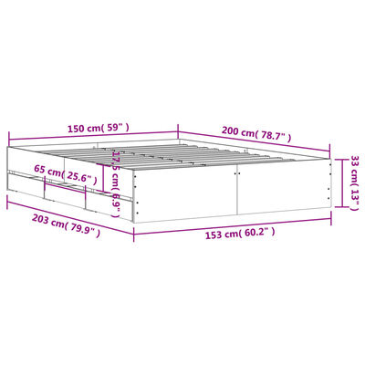 vidaXL Giroletto Cassetti Rovere Sonoma 150x200 cm Legno Multistrato