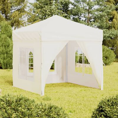 vidaXL Tenda per Feste Pieghevole con Pareti Laterali Crema 2x2 m