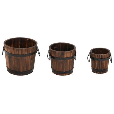 vidaXL Set Secchi per Fiori 3 pz in Legno Massello di Abete