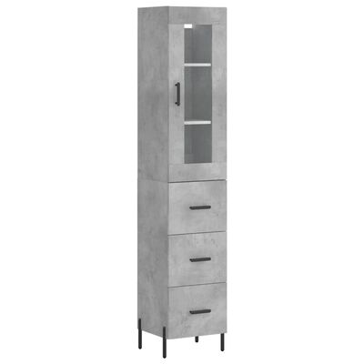 vidaXL Credenza Grigio Cemento 34,5x34x180 cm in Legno Multistrato