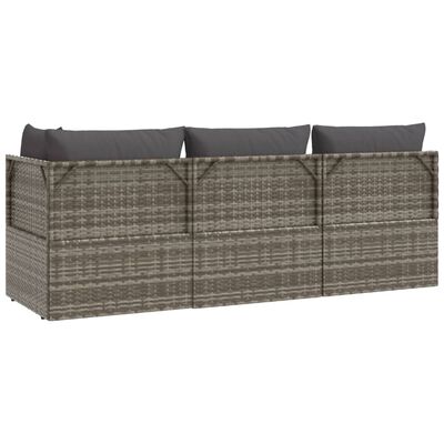 vidaXL Set Divani da Giardino 3 pz con Cuscini in Polyrattan Grigio