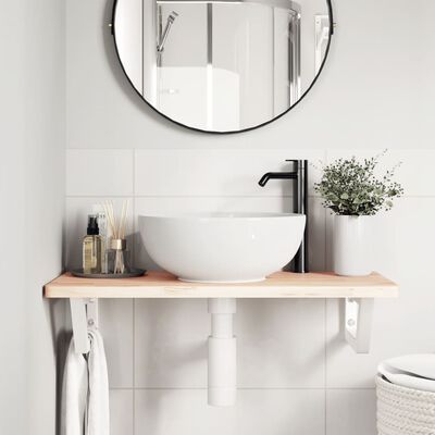 vidaXL Reggimensole per Lavabo 2 pz Bianche Trapezio in Acciaio