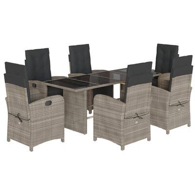 vidaXL Set da Pranzo da Giardino 7 pz Cuscini Polyrattan Grigio Chiaro