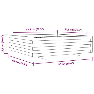 vidaXL Fioriera da Giardino Bianca 90x90x26,5cm Legno Massello di Pino