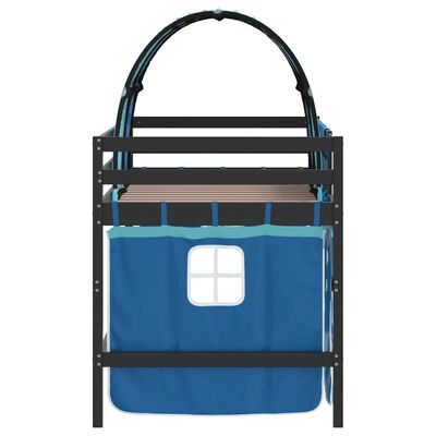 vidaXL Letto a Soppalco con Tunnel Bambini Blu 80x200cm Massello Pino