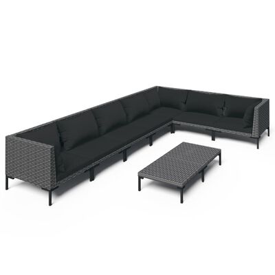 vidaXL Divani da Giardino 8 pz con Cuscini in Polyrattan Grigio Scuro