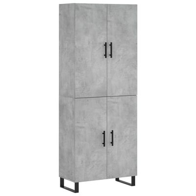 vidaXL Credenza Grigio Cemento 69,5x34x180 cm in Legno Multistrato