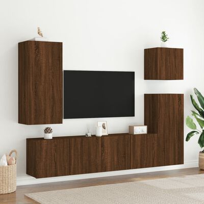 vidaXL Mobili TV a Parete 2pz Rovere Marrone 80x30x41 cm