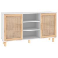 vidaXL Credenza Bianca 105x30x60cm Legno Massello Pino Rattan Naturale