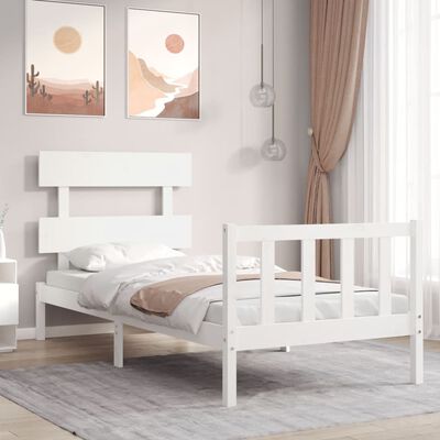 vidaXL Giroletto senza Materasso Bianco 90x200 cm Legno Massello Pino