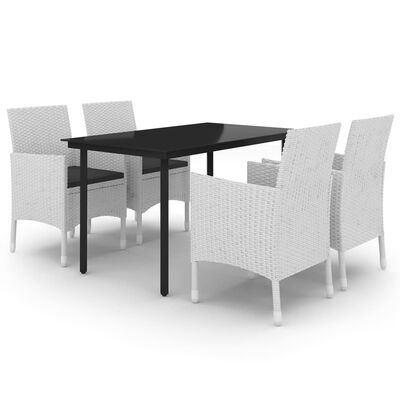 vidaXL Set da Pranzo da Giardino 5 pz con Cuscini Polyrattan e Vetro